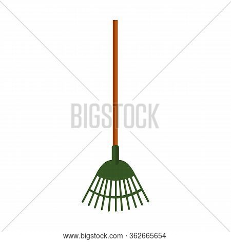 Vector silhouette rake for the garden on a white background. For agriculture and caring for plants and vegetables. Flat design illustration of objects without fill. Vector and stock illustration.