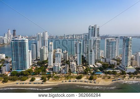 Aerial View Of Cartagena Caribbean Sea In Colombia