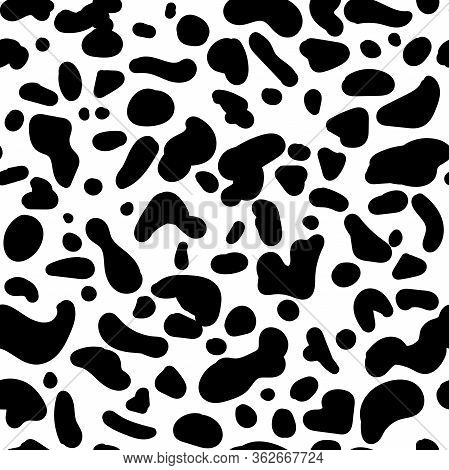 Seamless Vector Animal Pattern. Hand Drawn Black Isolated Spots . Random Spots Similar To The Color 