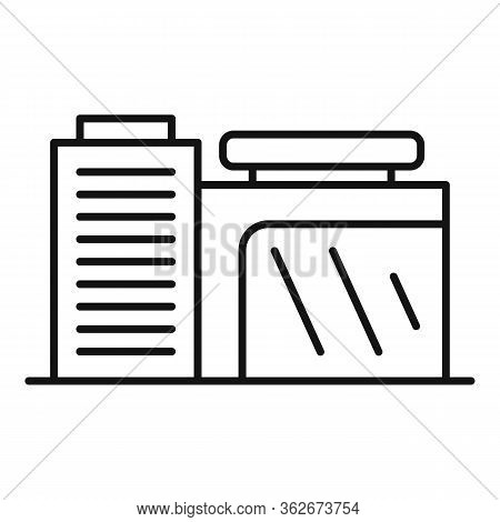 Car Exhibition Center Icon. Outline Car Exhibition Center Vector Icon For Web Design Isolated On Whi