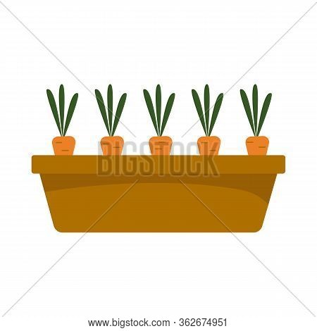 Vector silhouette of carrots in a pot on a white background, healthy and balanced diet. Vegetable growing in the garden. Flat design of the product without filling. Vector and stock illustration.