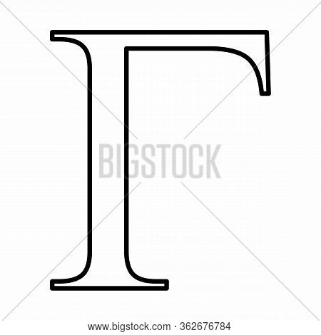 Uppercase Gamma Greek Letter Linear Icon Illustration On Gray Background With Label