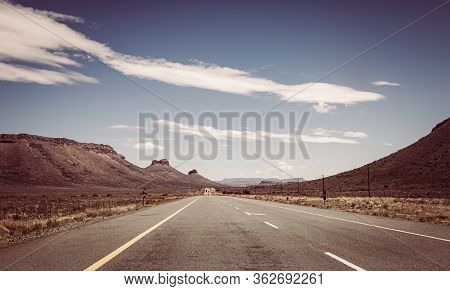Empty Country Highway Road In South African Karoo Region