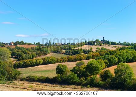 Landscape with green hills in the French Lot