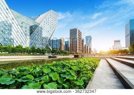 Modern City Buildings And City Skyline In Ningbo, China