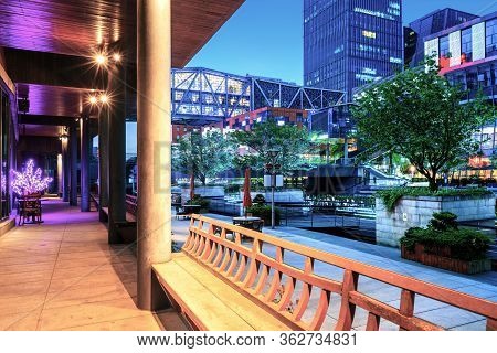 A Street Built Along The River, The Famous Water Street, Ningbo, China.