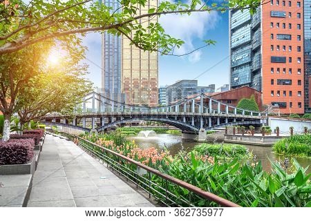 A Street Built Along The River, The Famous Water Street, Ningbo, China.