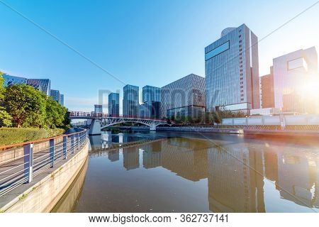 Modern City High-rise Buildings In The Central Business District Of Ningbo, China