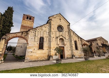 Ancient Parish Church Of San Floriano In Romanesque Style (xii - Xviii Century), In The Small Town O