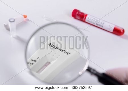 Rapid Covid-19 Coronavirus Strip Test Cassette For Antibody Or Sars-cov-2 Virus Disease With Magnify