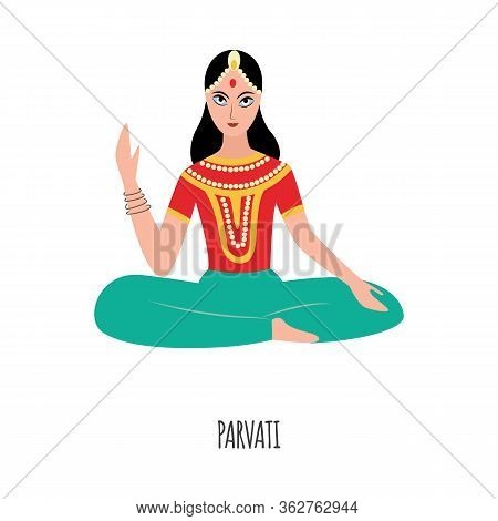 Parvati - Indian Hinduism Fertility Goddess Sitting In Lotus Pose