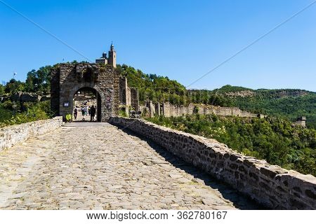 Veliko Tarnovo, Bulgaria - August 31, 2019: View With The Famous Sightseeing Tsarevets Fortress.