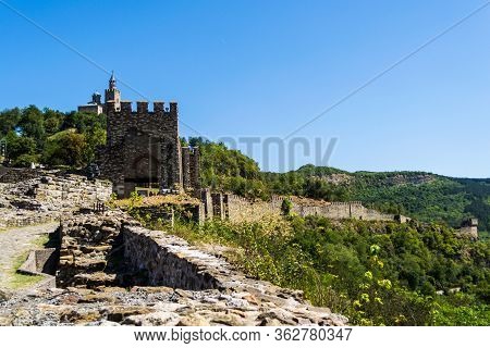 View With The Famous Sightseeing Tsarevets Fortress, Veliko Tarnovo, Bulgaria.