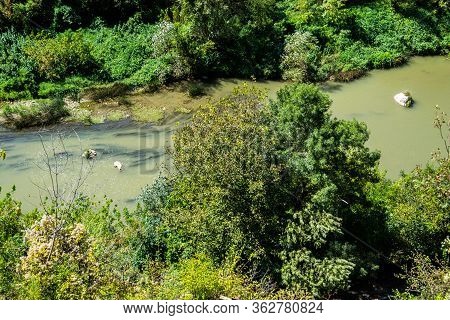 Yantra River Near The Tsarevets Fortress, Veliko Tarnovo, Bulgaria.
