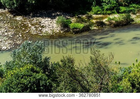 Yantra River Near The Tsarevets Fortress, Veliko Tarnovo, Bulgaria.