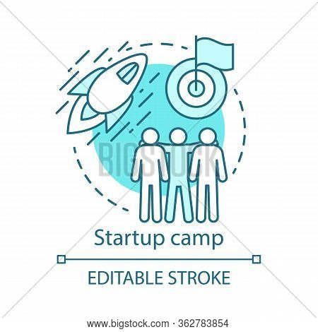 Startup Camp Concept Icon. Investors, Shareholders Help Idea Thin Line Illustration. Company, Busine