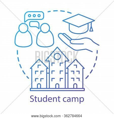 Student Camp Concept Icon. Summer Educational Club, Community Idea Thin Line Illustration. Sharing L