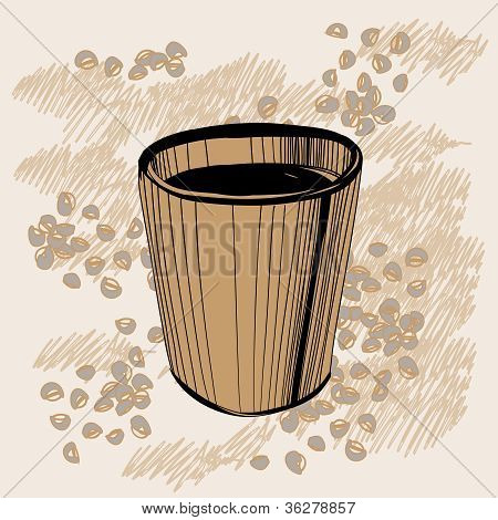 Luonnos paperi kahvi muki kahvia pavut