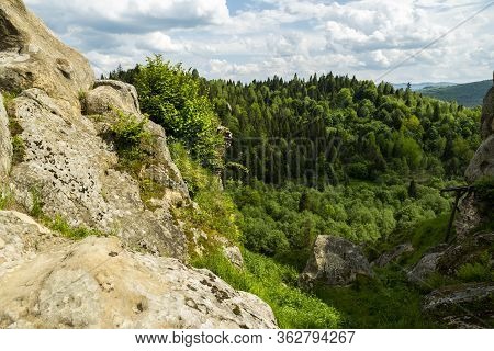 Urich Village,  Lviv Region, Ukraine, May 26, 2019, Museum Tustan Fortress, Truskavets,