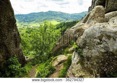 Urich Village,  Lviv Region, Ukraine, May 26, 2019, Museum Tustan Fortress, Truskavets,