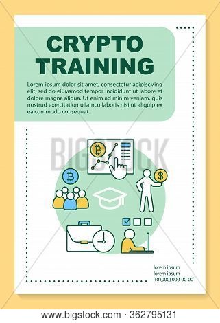 Crypto Training Poster Template Layout. Cryptocurrency Trading Analytics. Bitcoin Business. Banner, 