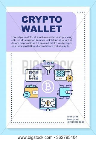 Cryptocurrency Wallet Poster Template Layout. Crypto Transactions. Virtual Money. Banner, Booklet, L