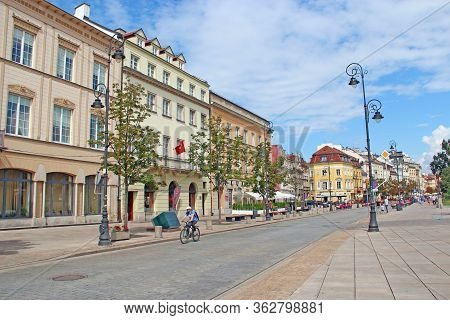 Warsaw / Poland. 27 July 2019: 
Modern Architecture In Warsaw, Poland. Street In Capital Of Poland W