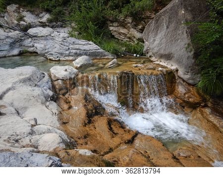 Waterfall In The Rio Barbaira Stream, Rocchetta Nervina, Liguria - Italy