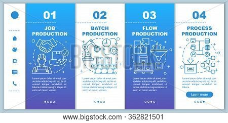 Manufacturing Method Onboarding Mobile Web Pages Vector Template. Job, Flow Production. Responsive S