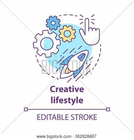 Creative Lifestyle Concept Icon. Brainstorming Idea Thin Line Illustration. Imagination And Original