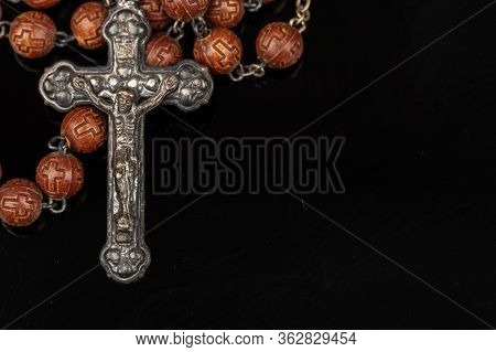 Catholic Rosary Beadsreligious Neckless Symbol Background Use