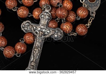 Catholic Rosary Beadsreligious Neckless Symbol Background Use