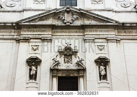 Brescia, Italy - Circa September 2018. Beautiful Architecture Of Catholic Church (chiesa Dei Santi F