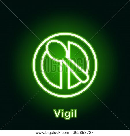 Ramadan Vigil Outline Neon Icon. Element Of Ramadan Day Illustration Icon. Signs And Symbols Can Be 