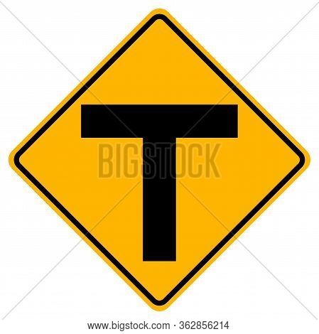 Symbol Warning Signs T-junction On White Background