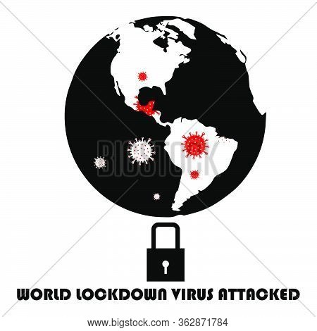 Padlock World Pandemic Virus Corona Lockdown Vector