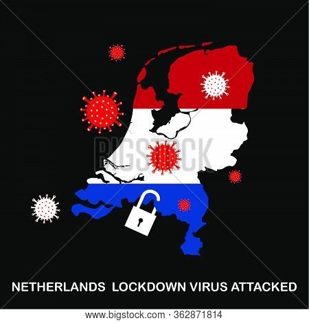 Pandemic Virus Corona Disaster Attacked  Country Netherlands Illustration