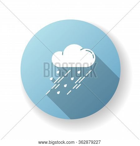 Showers Blue Flat Design Long Shadow Glyph Icon. Rainy Season, Weather Forecasting, Meteorology. Str