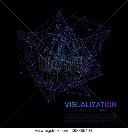Abstract Background With Dots And Lines. Black. Geometric Technology Vector Background. Digital Data