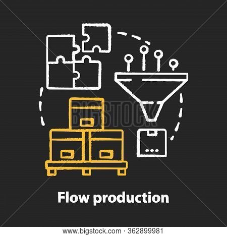 Flow Production Chalk Concept Icon. Continuous-flow Manufacturing Idea. Production Process. Fabricat