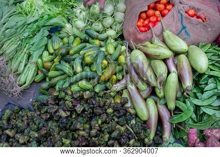 Vegetables For Sale In A Market In Territy Bazar, Kolkata, West Bengal, India.