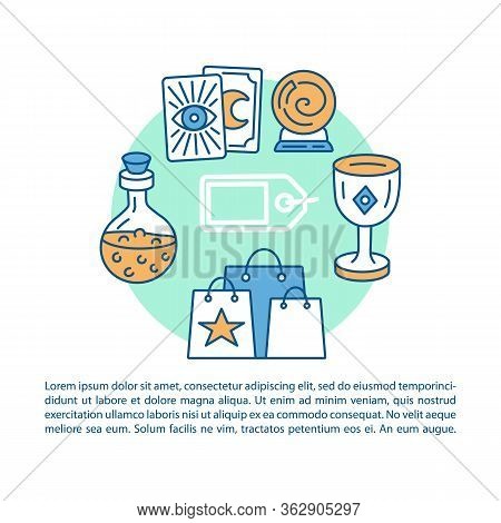 Magic Shop Goods Article Page Vector Template. Brochure, Magazine, Booklet Design Element With Linea