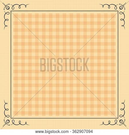 Checkered Seamless Pattern Background, Brownish Shades, With Ornamented Corners. Ideal For Kitchen/f