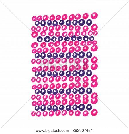 Classic Sketch Closeup Of Pink Beads On White Background.