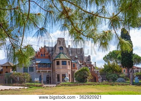 Rome, Italy - August 20, 2017:  Villa Torlonia, The Casina Delle Civette (cottage Of The Owls)