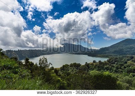 Beautiful View Of Buyan Lake And Mountains On North Bali, Indonesia. Traveling, Tourism, Relax, Vaca