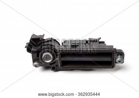 Detail Of A Car Spare Part Made Of Black Plastic And Metal - Handle For Opening The Trunk Separately