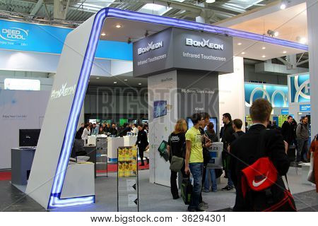 Hannover - 10. března: Stánku Bonxeon na březen 10, 2012 na Cebi