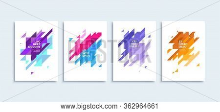 Modern Abstract Backgrounds Vector Posters Or Banners Set Flat Geometric Triangles Colorfu Shapes