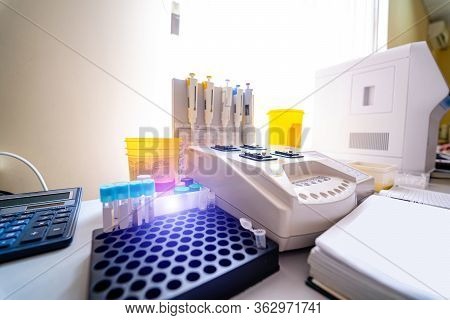 Microtubes For Research. Testing In Laboratory. Chemical Research. Prevention. Pneumonia Diagnosing.